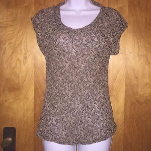 Masai Brown Leafy Sheer Silky Top Size Medium